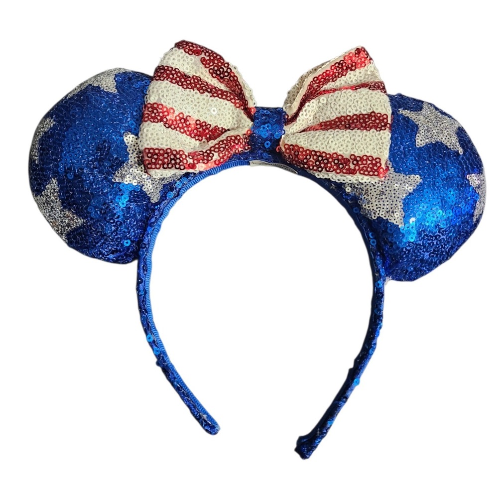 Disney Parks Minnie Mouse Americana Sequin Ears Headband Stars Stripes 36233236